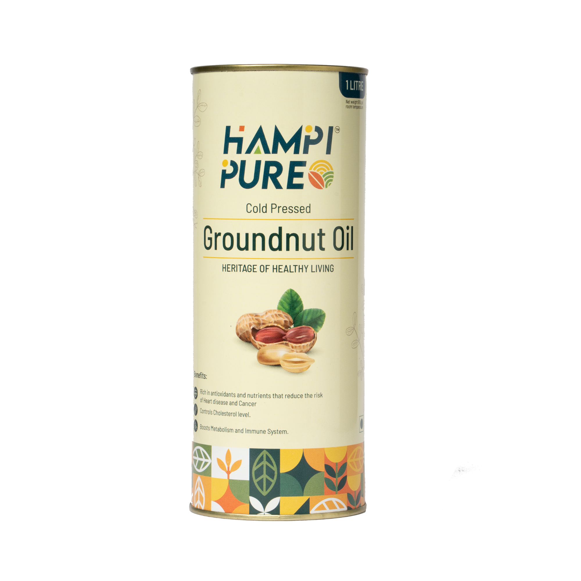 Hampi Pure Premium Cold Pressed Groundnut Oil - 100% Pure, Unrefined, and All-Natural