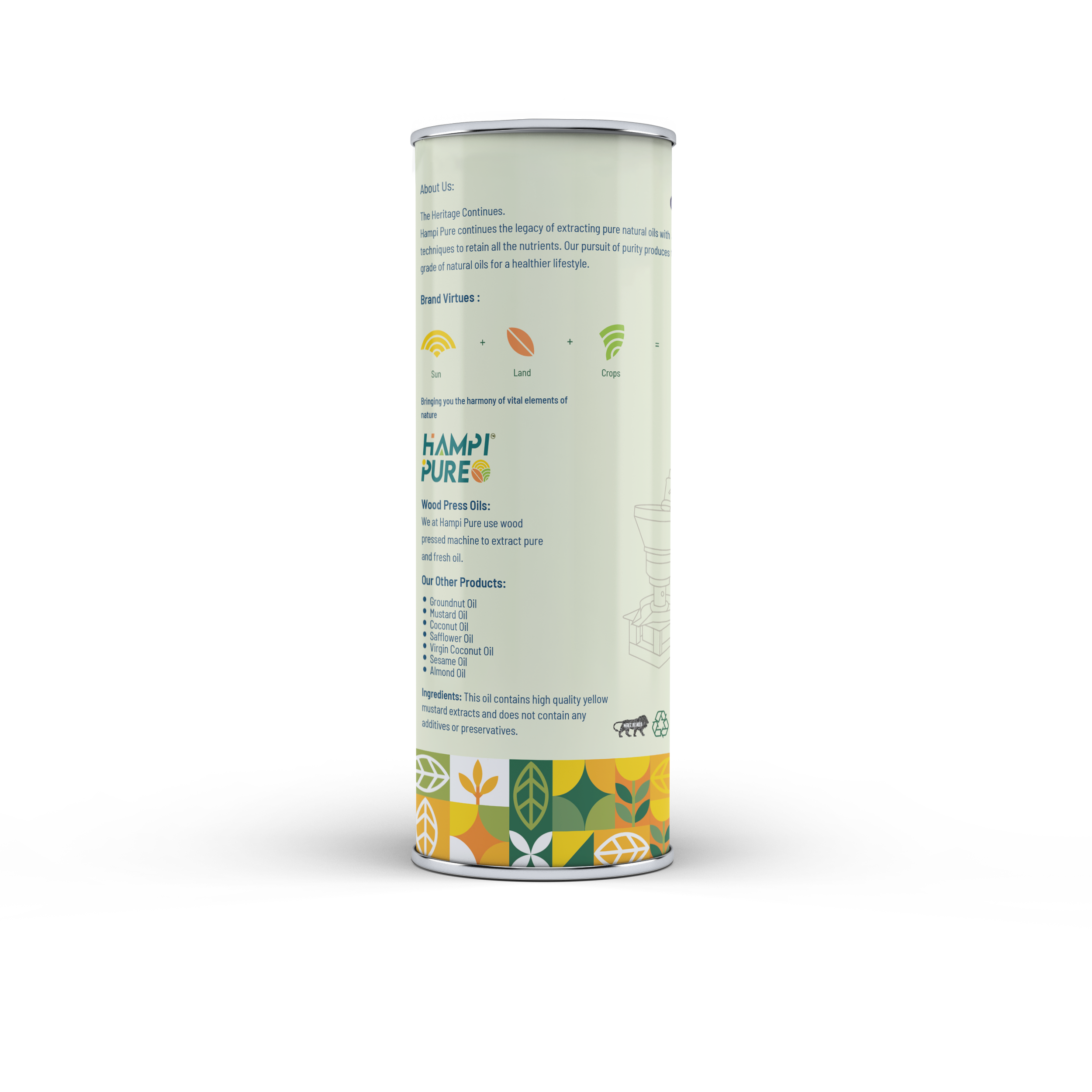 Hampi Pure Cold Pressed Yellow Mustard Oil - Pure and Unrefined for Health and Flavor