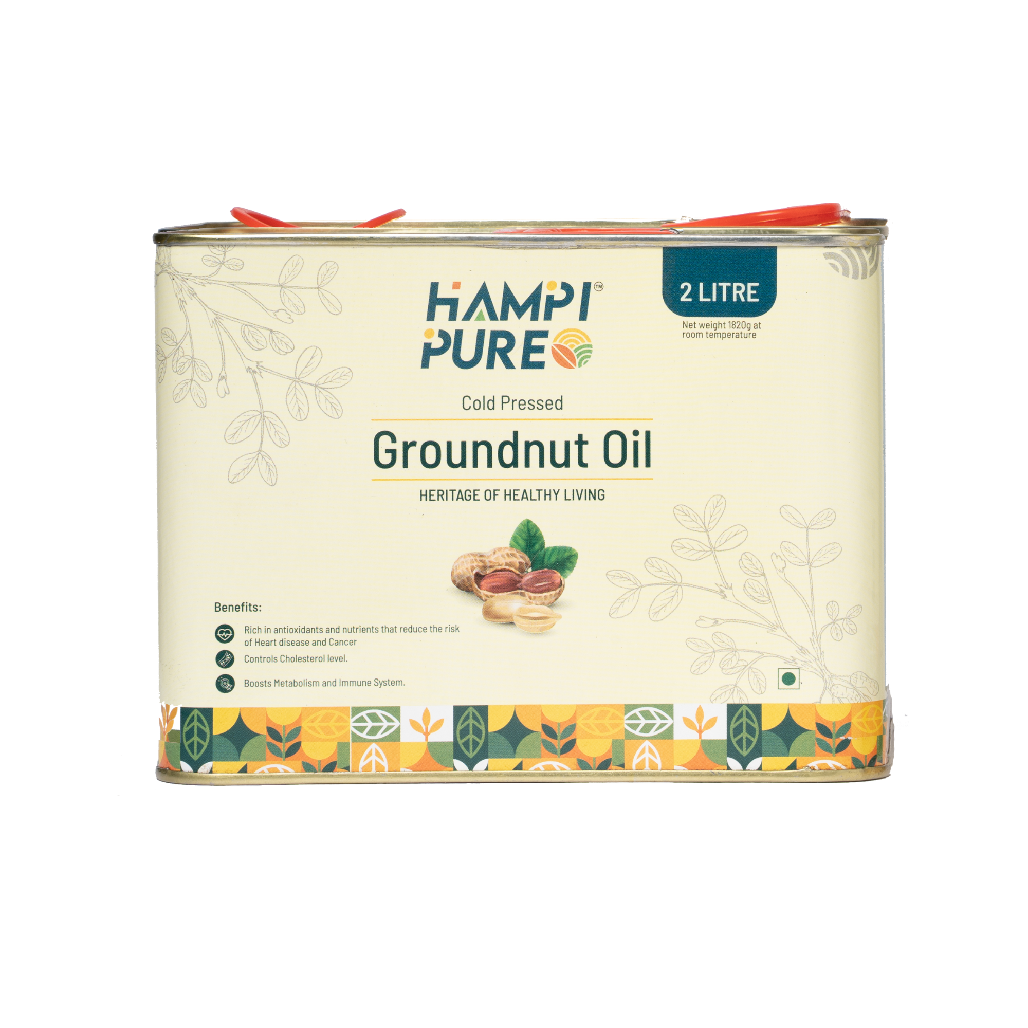 Hampi Pure Premium Cold Pressed Groundnut Oil - 100% Pure, Unrefined, and All-Natural