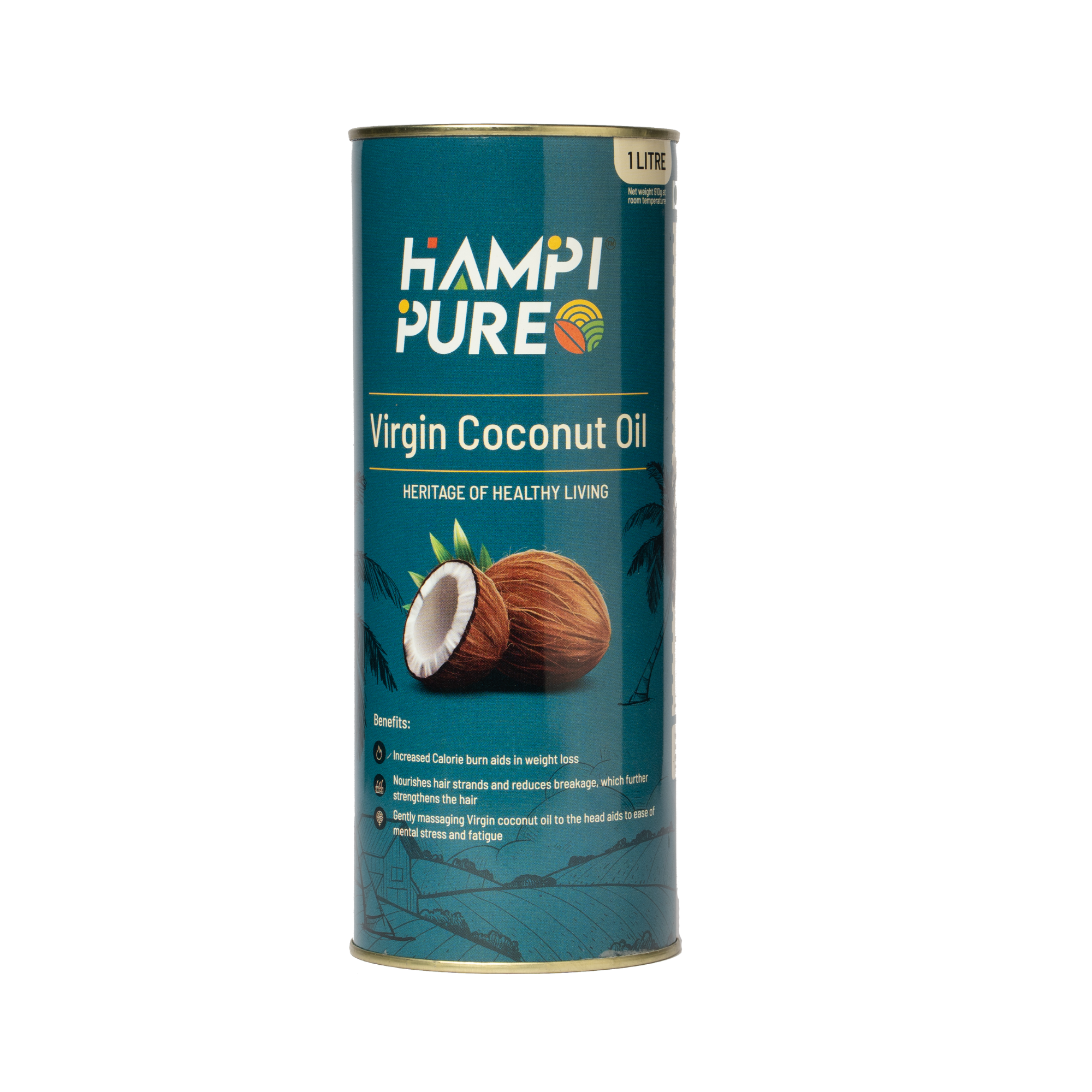 Hampi Pure Extra Virgin Cold Pressed Coconut Oil - 100% Pure and Natural