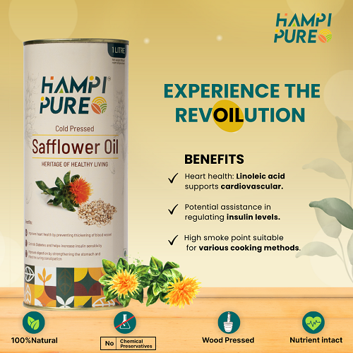 Hampi Pure Premium Cold Pressed Safflower Oil - Unleash the Natural Goodness
