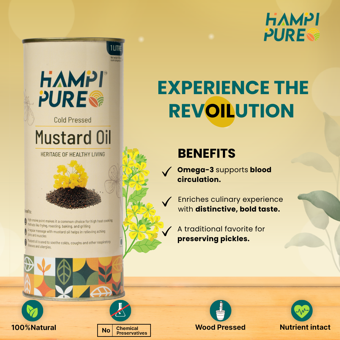 Hampi Pure Cold Pressed Mustard Oil - Pure and Unrefined for Health and Flavor
