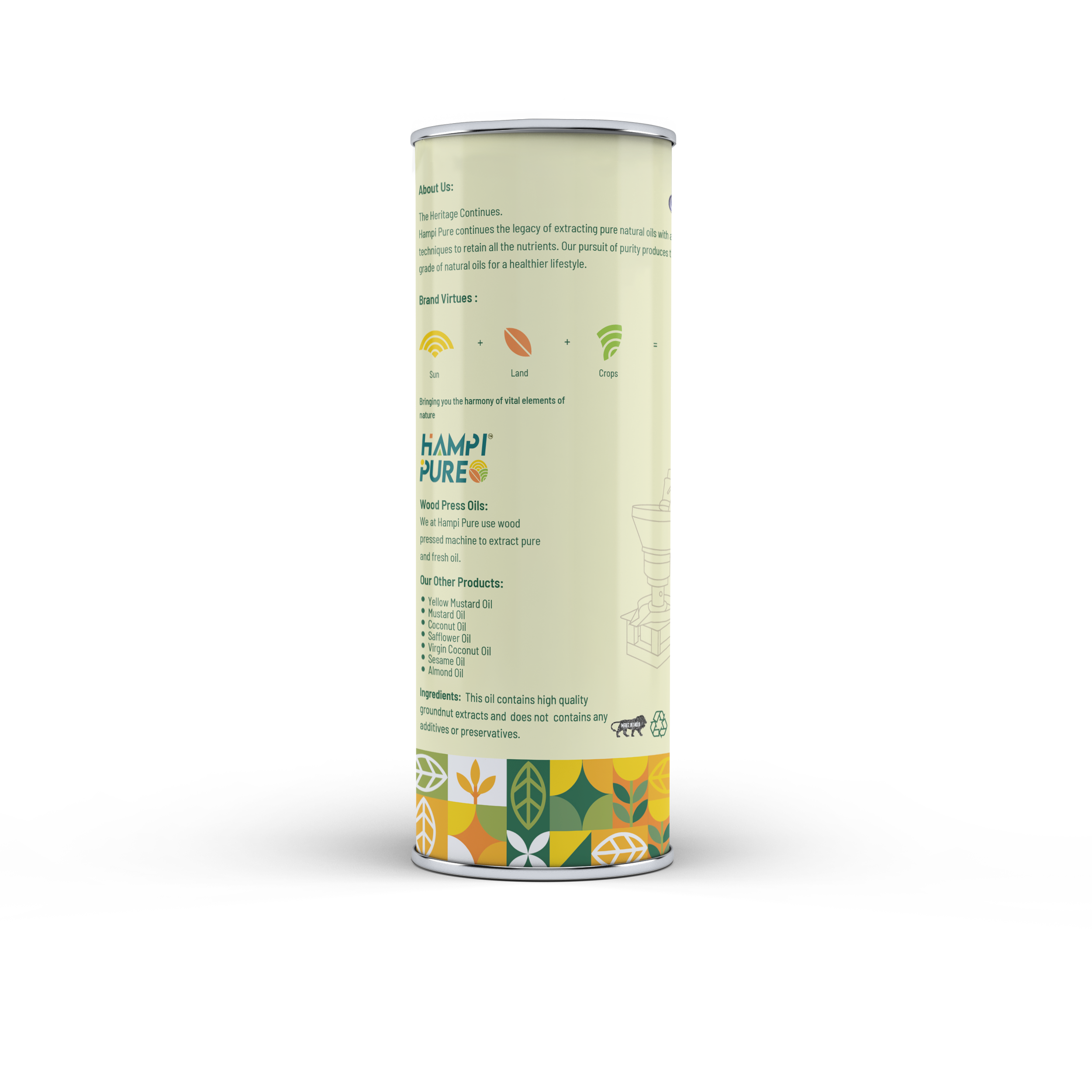 Hampi Pure Premium Cold Pressed Groundnut Oil - 100% Pure, Unrefined, and All-Natural