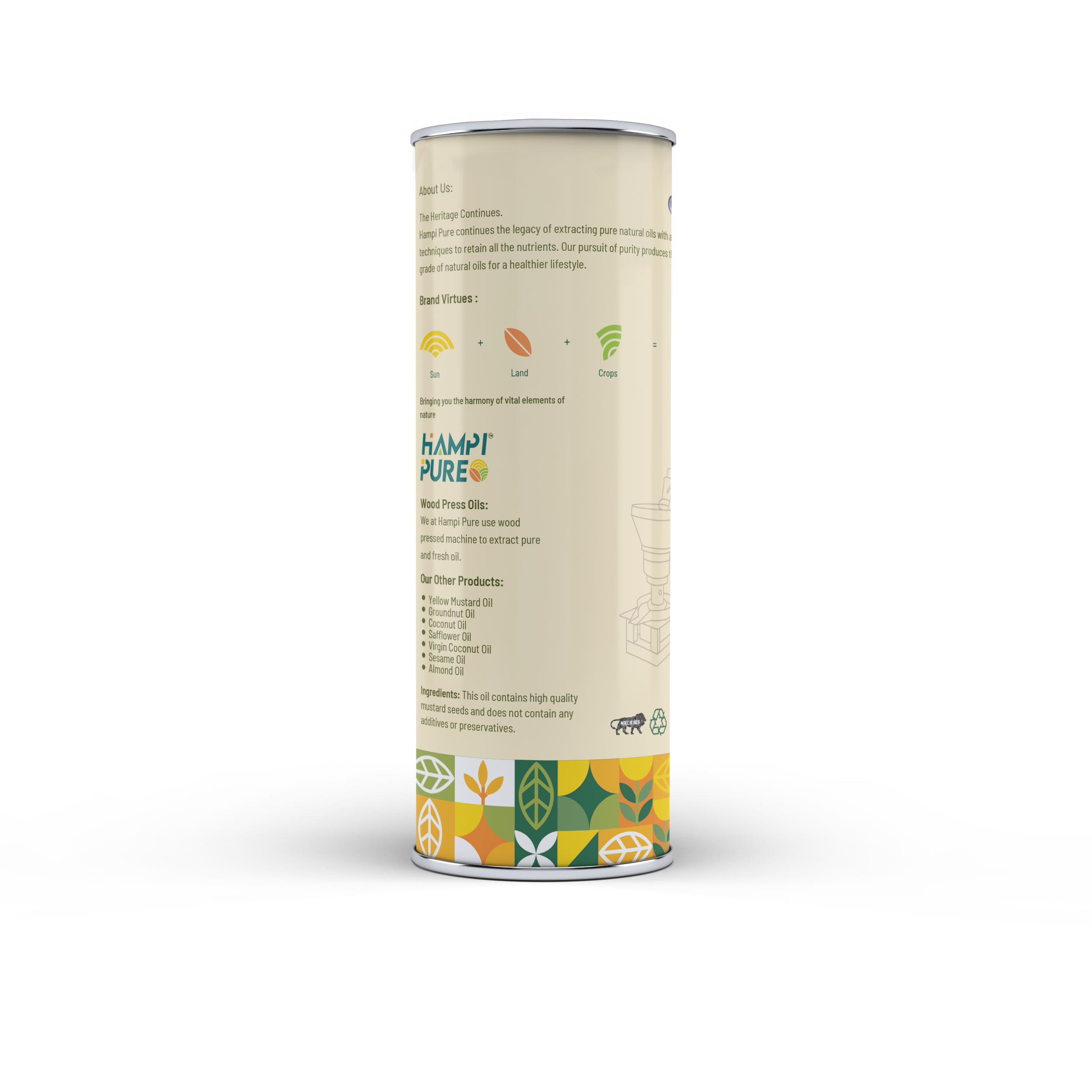 Hampi Pure Cold Pressed Mustard Oil - Pure and Unrefined for Health and Flavor