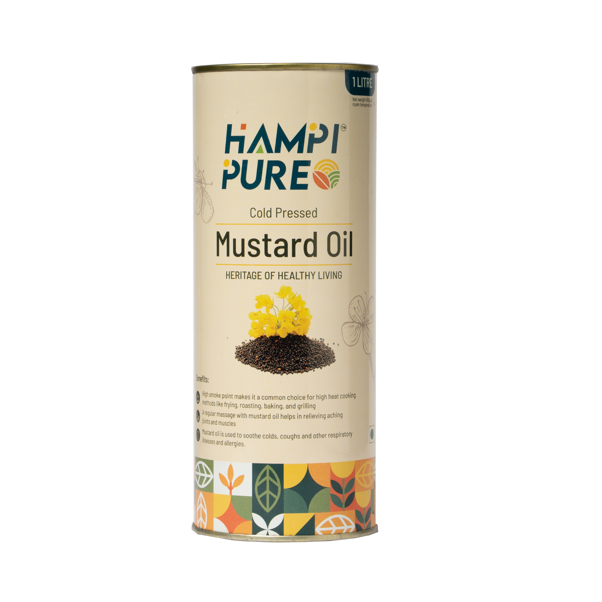Hampi Pure Cold Pressed Mustard Oil - Pure and Unrefined for Health and Flavor
