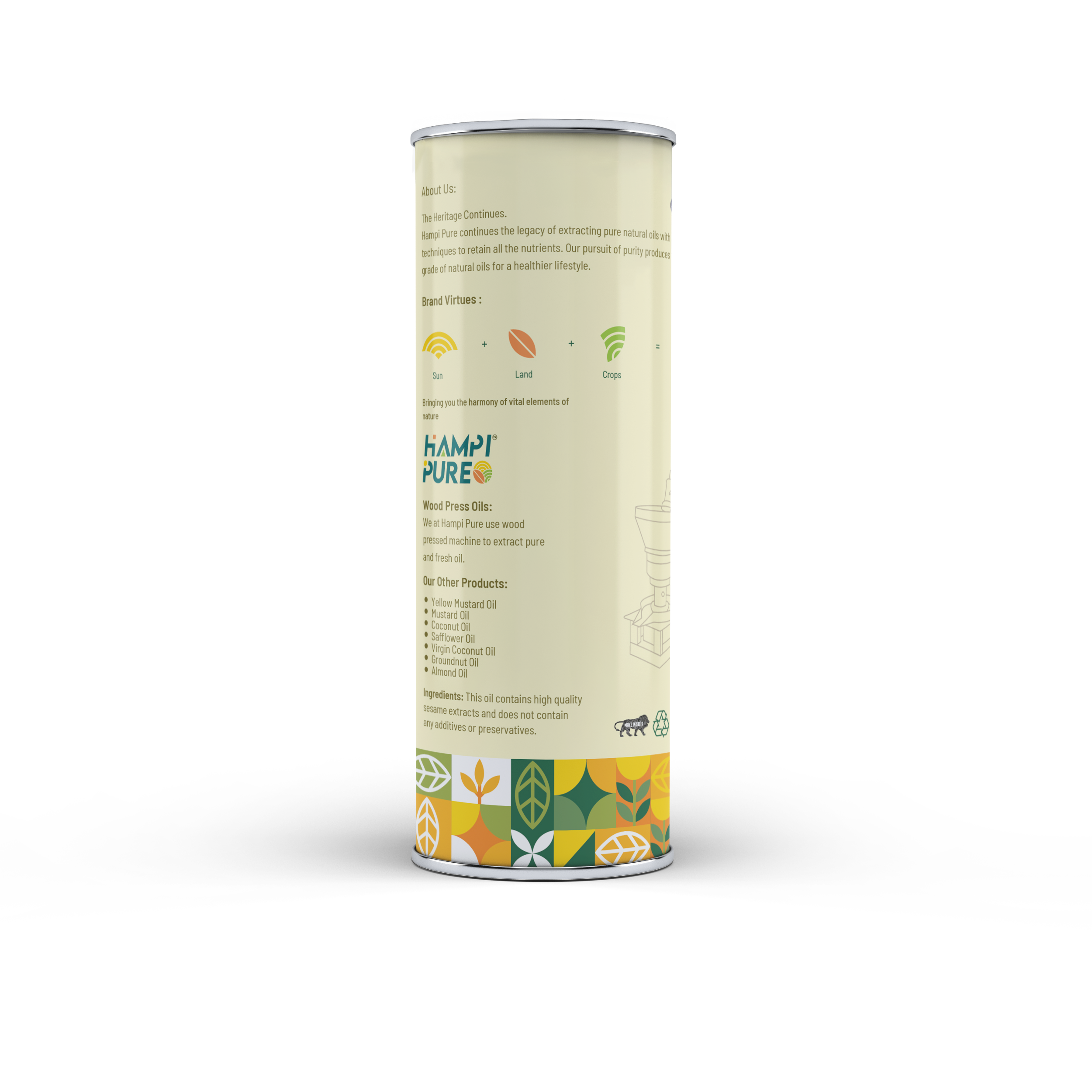 Hampi Pure Cold Pressed Sesame Oil - Unrefined, Nutrient-Rich, and Aromatic