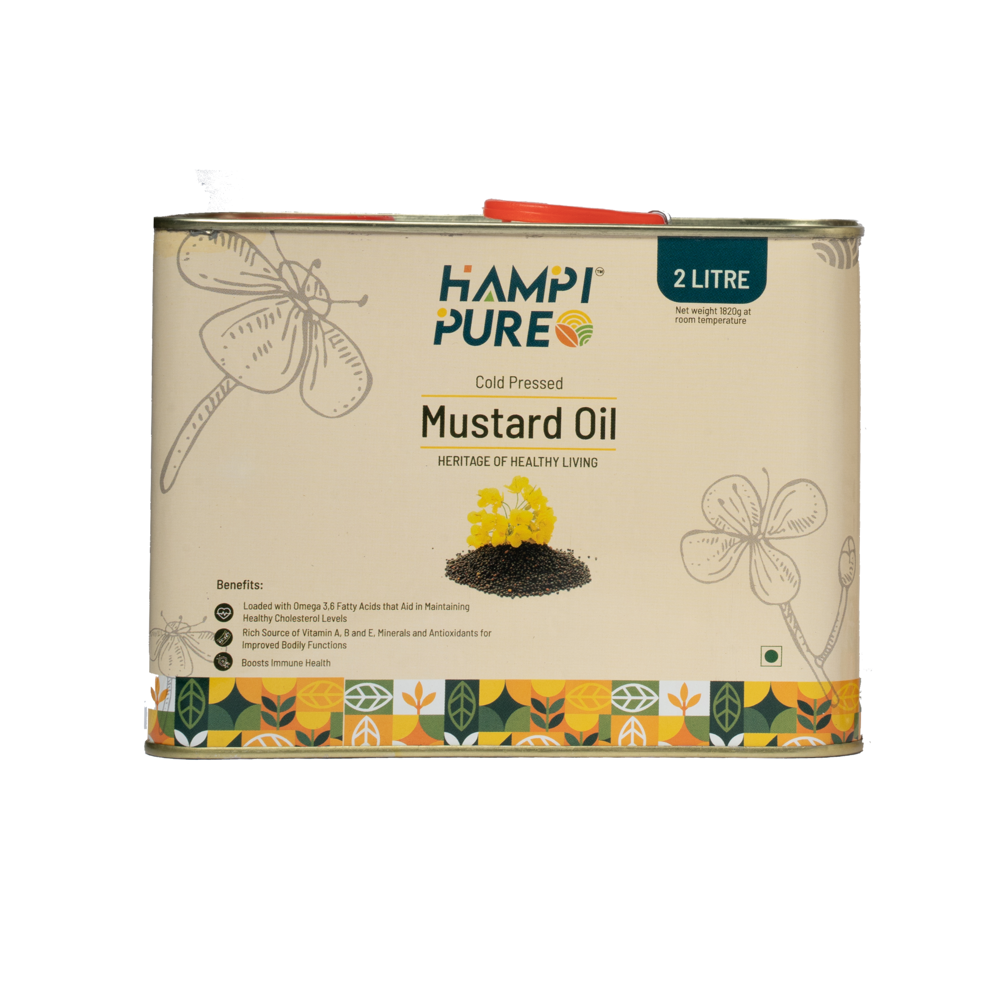 Hampi Pure Cold Pressed Mustard Oil - Pure and Unrefined for Health and Flavor